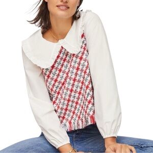 Women's Red and White Plaid vest